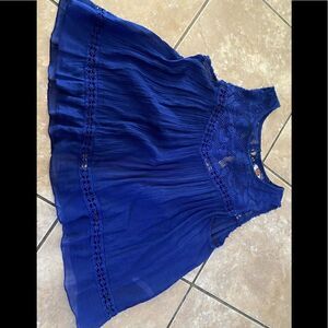 Free People S Crochet Cotton Split Back Top Blue